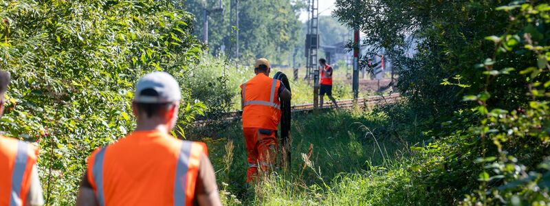 Bahnarbeiter an den Gleisen im Stadtteil Allermöhe. - Foto: News5 / Schröder/NEWS5/dpa
