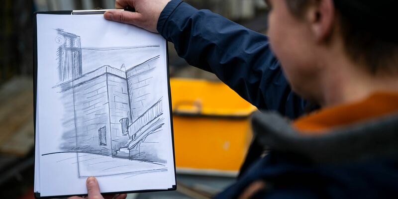 Eine Skizze von Evin Oettingshausen zeigt, wie das «Arisierungs»-Mahnmal zukünftig aussehen wird. - Foto: Sina Schuldt/dpa