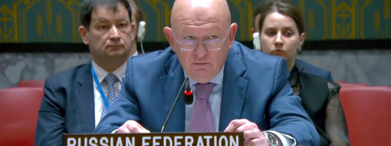 Wassili Nebensja, Ständiger Vertreter von Russland bei den Vereinten Nationen, spricht vor dem UN-Sicherheitsrat. - Foto: -/UNTV/AP/dpa