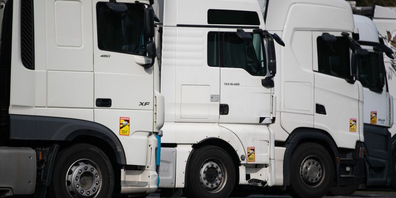 Lastwagen auf einer Rastanlage. Im vergangenen Jahr wurden in der EU 346.986 Lastwagen neu zugelassen. - Foto: Sebastian Gollnow/dpa