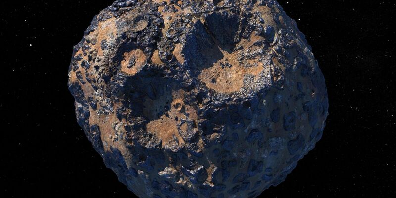 Eine grafische Darstellung aus dem März 2021 zeigt den Asteroiden «Psyche», der im Asteroidenfeld zwischen Mars und Jupiter liegt. - Foto: Peter Rubin/Nasa/JPL-Caltech/ASU/dpa