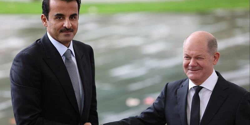 Tamim bin Hamad Al Thani und Olaf Scholz am 12.10.2023 - Foto: ?ber dts Nachrichtenagentur