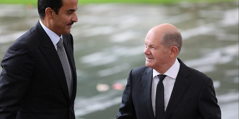 Tamim bin Hamad Al Thani und Olaf Scholz am 12.10.2023 - Foto: über dts Nachrichtenagentur