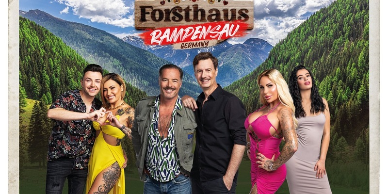 Phillip Bender Jasmin Herren John Friedmann Florian Simbeck Gina-Lisa Lohfink Elsa Latifaj Forsthaus Rampensau Germany - Foto: Joyn/Nadine Rupp, presseportal.de