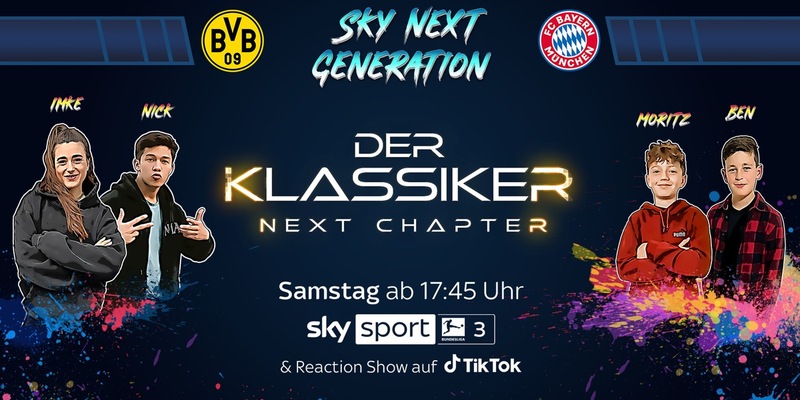 Sky Next Generation: Borussia Dortmund gegen FC Bayern München kommentiert von Frank Buschmann und den beiden Kids Reportern Ben und Moritz - Foto: presseportal.de