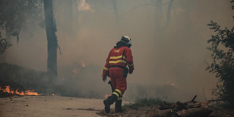 Ein Mitglied der Militärische Nothilfeeinheit (UME) bei Löscharbeiten. - Foto: Rober Solsona/EUROPA PRESS/dpa