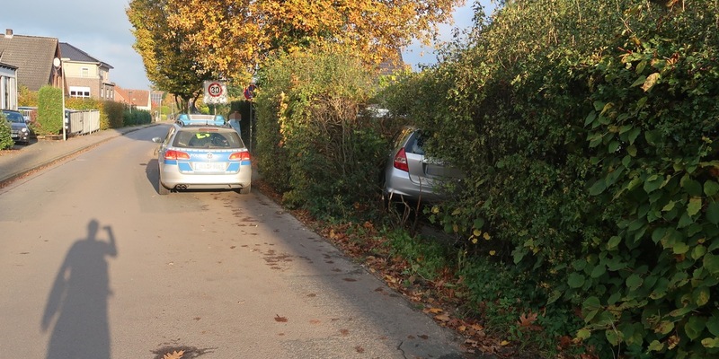 POL-DEL: Landkreis Oldenburg: Pkw kommt in Hude von Fahrbahn ab und in einer Hecke zum Stillstand - Foto: presseportal.de