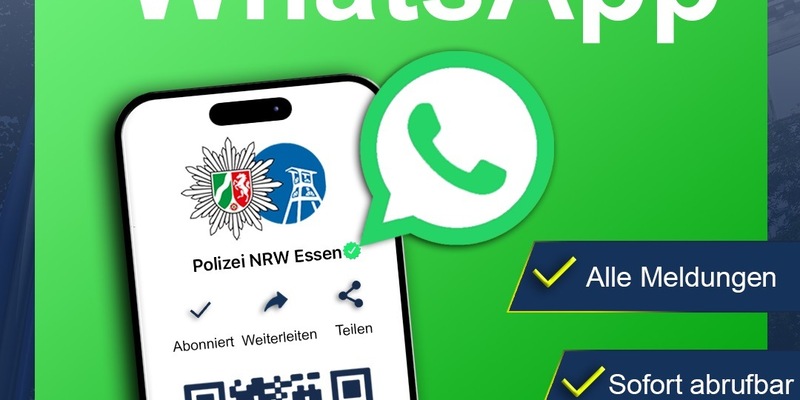 POL-E: Essen: WhatsApp-Kanal: Polizei Essen ist bundesweit erste verifizierte Polizeibehörde - Foto: presseportal.de