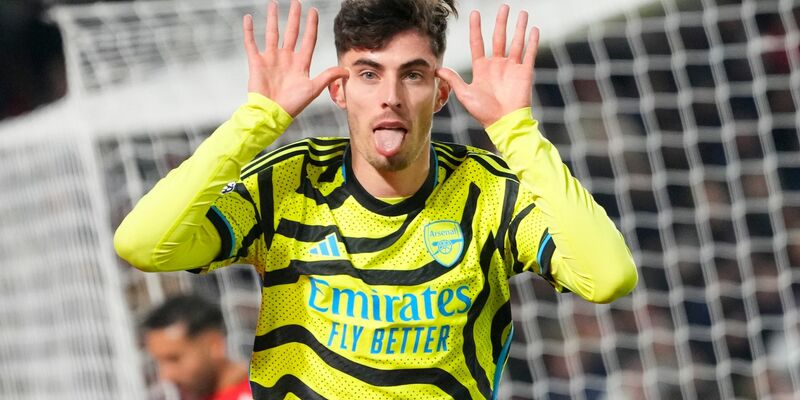 Kai Havertz vom FC Arsenal jubelt nach seinem Tor. - Foto: Kirsty Wigglesworth/AP/dpa