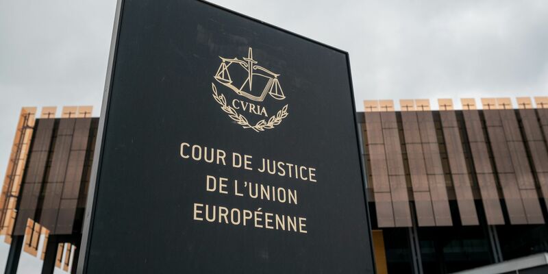 «Cour de Justice de l'Union Europeene»: Der Europäische Gerichtshof (EuGH) in Luxemburg. - Foto: Harald Tittel/dpa