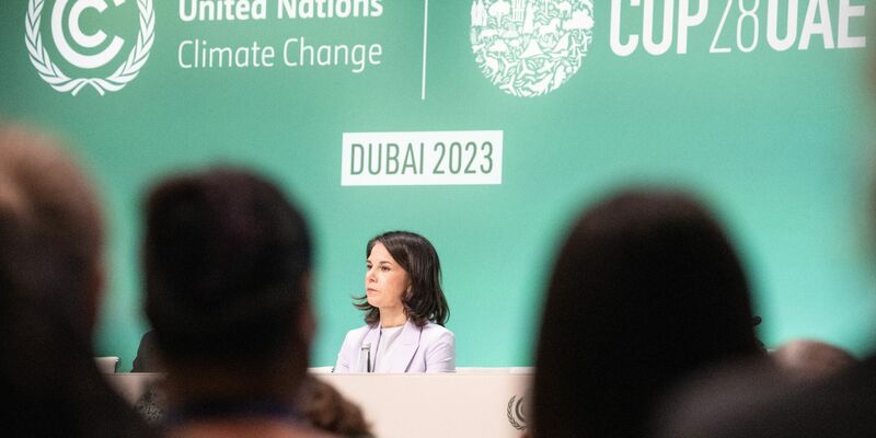 Chance auf ein Ergebnis, «das nicht von alter fossiler Machtpolitik geprägt ist»: Bundesaußenministerin Annalena Baerbock in Dubai. - Foto: Hannes P. Albert/dpa