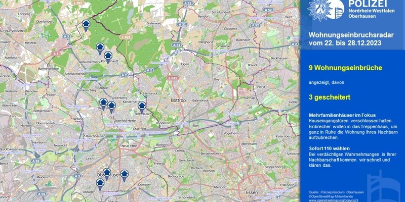 POL-OB: Wohnungseinbruchsradar in Oberhausen - Foto: presseportal.de
