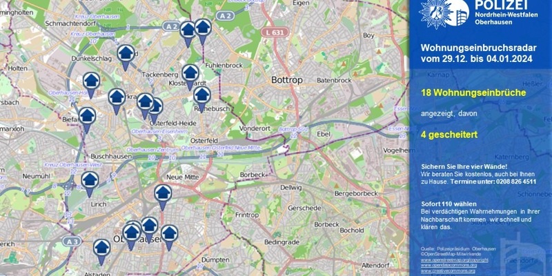 POL-OB: Wohnungseinbruchsradar für Oberhausen - Dunkle Gestalten sind unterwegs - Foto: presseportal.de
