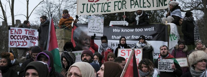 Auch Unterstützer Israels versammelten sich vor dem Internationalen Gerichtshof in Den Haag. - Foto: Patrick Post/AP/dpa