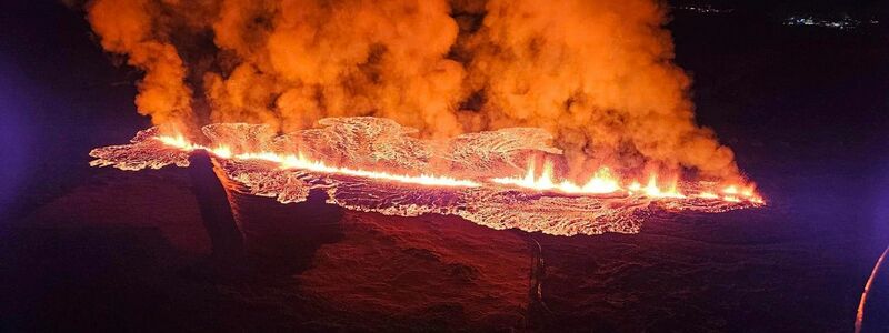 Die Lava beim Ausbruch des Vulkans auf Island. - Foto: Uncredited/Icelandic Civil Protection/AP/dpa