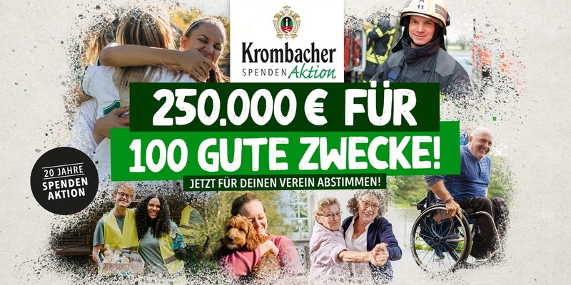 Gemeinnützige Vereine haben die Chance auf 2.500 Euro Spende: Jetzt bei der Krombacher Spendenaktion abstimmen - Foto: presseportal.de