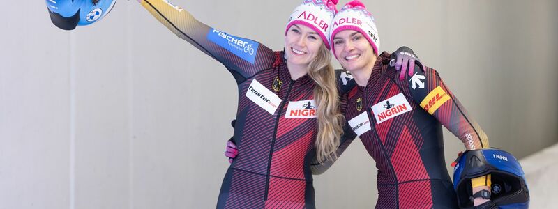 Laura Nolte (l) und Neele Schuten siegten in Sigulda im Zweierbob. - Foto: Expa/Johann Groder/APA/dpa