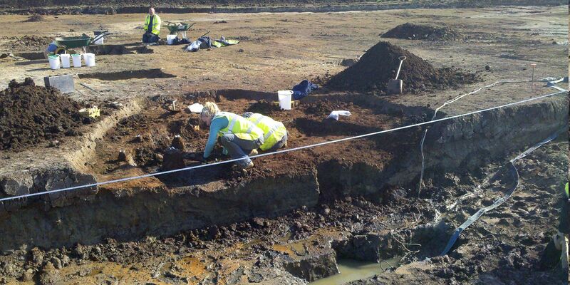 Ddie Ausgrabungsstätte im mittelenglischen Aylesbury. - Foto: -/Oxford Archaeology/dpa