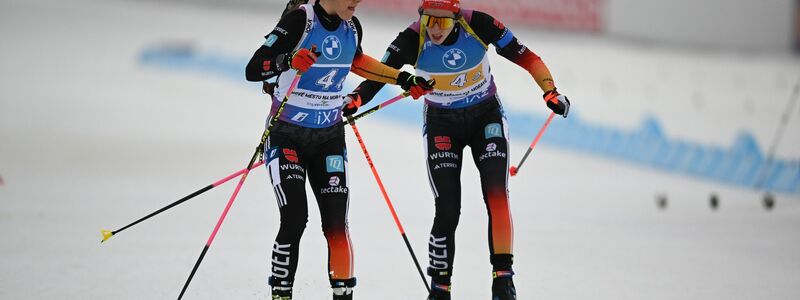Die deutschen Frauen um Vanessa Voigt (r) und Sophia Schneider holten sich in der Staffel WM-Bronze. - Foto: Hendrik Schmidt/dpa