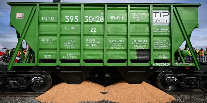Protest der Landwirte auf den Bahngleisen am Grenzübergang zur Ukraine in Medyka. - Foto: Darek Delmanowicz/PAP/dpa