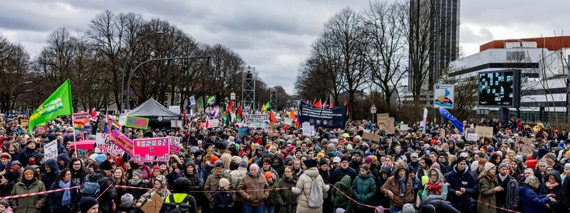 Tausende Menschen haben sich zu einer Demonstrationen gegen rechts in Hamburg versammelt. - Foto: Axel Heimken/dpa