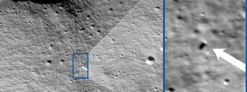 Obwohl er bei der Landung womöglich umgekippt ist, schickte der «Nova-C»-Lander Bilder vom Mond. - Foto: Uncredited/NASA/Goddard/Arizona State University/AP/dpa