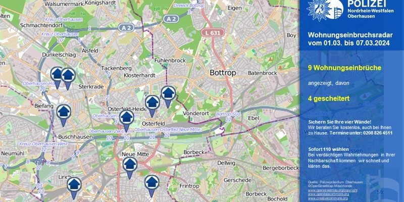 POL-OB: Wohnungseinbruchsradar für Oberhausen - Foto: presseportal.de