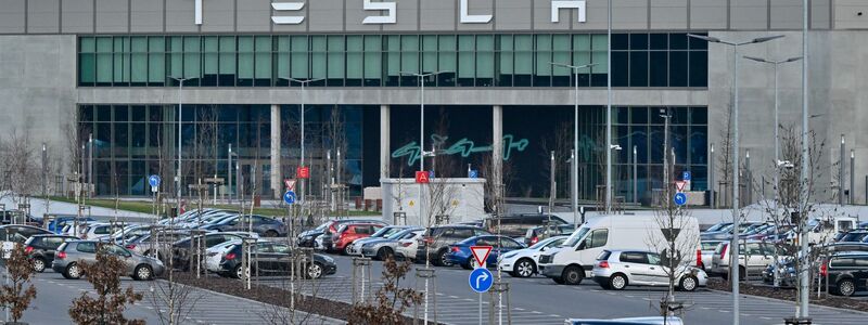 Die Tesla-Gigafactory in Grünheide bei Berlin. - Foto: Patrick Pleul/dpa