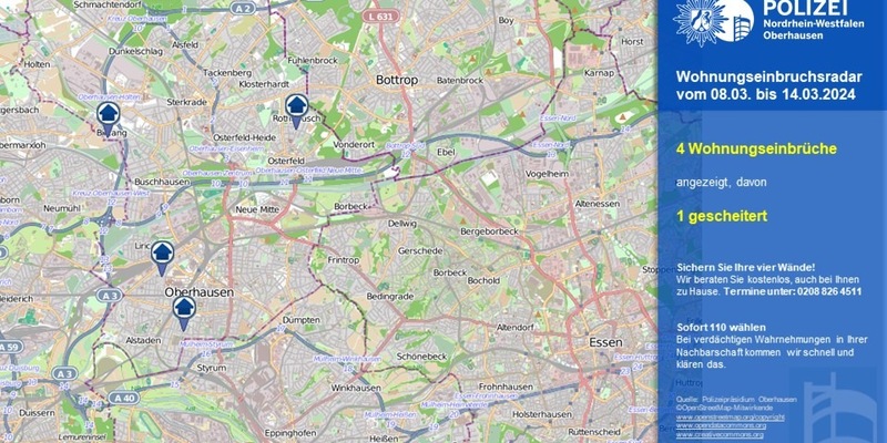 POL-OB: Wohnungseinbruchsradar für Oberhausen - Foto: presseportal.de