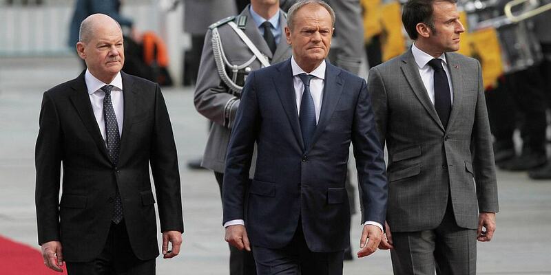 Olaf Scholz, Donald Tusk, Emmanuel Macron am 15.03.2024 - Foto: über dts Nachrichtenagentur