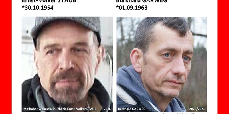 LKA-NI: Fahndung nach Ernst-Volker Staub und Burkhard Garweg: Neue Fahndungsplakate und Hinweise - Foto: presseportal.de