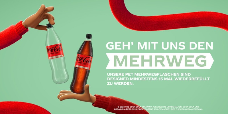rPET-Einweg oder PET-Mehrweg? Immer die richtige Entscheidung! Die neue Coca-Cola Nachhaltigkeitskampagne klärt auf - Foto: presseportal.de