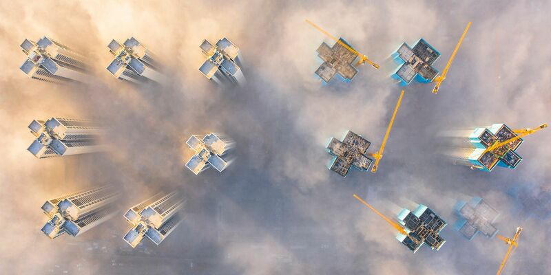 Luftbild einer Baustelle in China. - Foto: Liuu Xu/XinHua/dpa