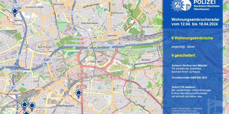POL-OB: Wohnungseinbruchsradar in Oberhausen - Foto: presseportal.de