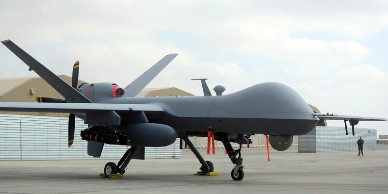 Eine US-amerikanische Drohne vom Typ MQ-9 (Archivbild). - Foto: Massoud Hossaini/MH/AP/dpa