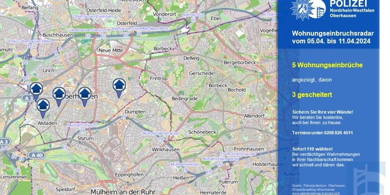 POL-OB: Wohnungseinbruchsradar in Oberhausen - Foto: presseportal.de