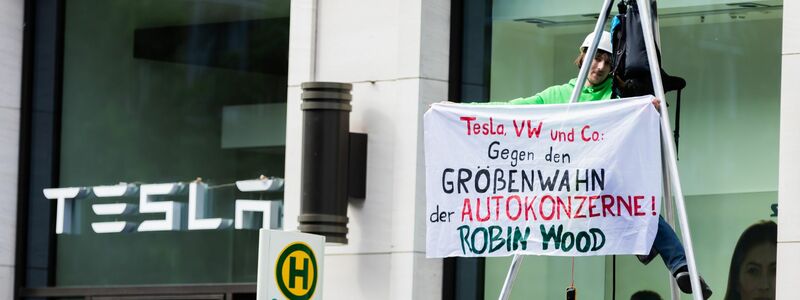 Hintergrund des Protests ist die geplante Erweiterung des Tesla-Werks in Europa. - Foto: Christoph Soeder/dpa