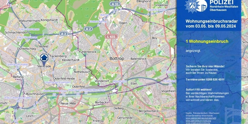 POL-OB: Wohnungseinbruchsradar in Oberhausen - Foto: presseportal.de