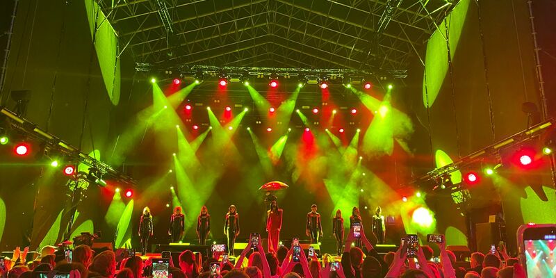 Der österreichische ESC-Star Conchita Wurst tritt bei einem  «Kissing Tartu»-Konzert auf. - Foto: Alexander Welscher/dpa