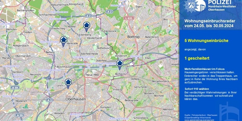 POL-OB: Wohnungseinbruchsradar in Oberhausen - Foto: presseportal.de