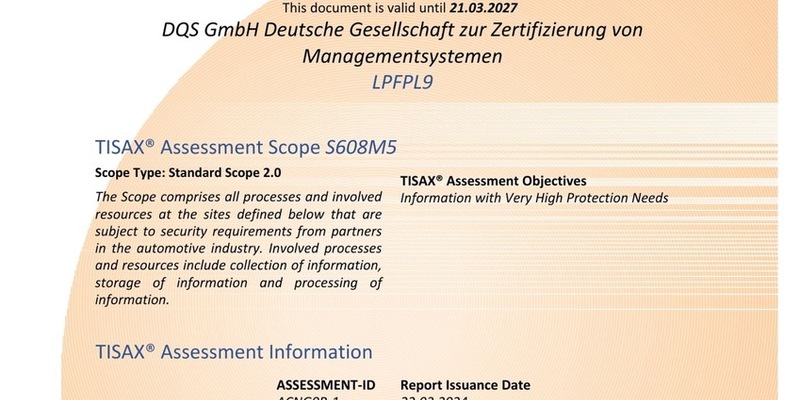 Informationssicherheit in der Automobilindustrie: Prüfdienstleister DQS unterzieht sich TISAX®-Assessment - Foto: presseportal.de