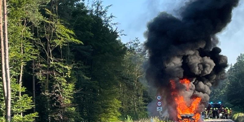POL-PDLD: LKW Brand auf der Bienwald B 9 Höhe Büchelberg / Vollsperrung - Foto: presseportal.de