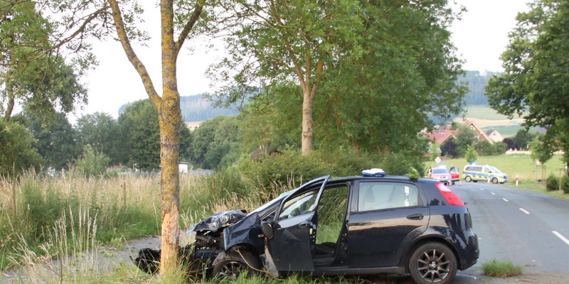 POL-HX: Pkw gegen Baum - Fahrerin mit Rettungshubschrauber in Klinik geflogen - Foto: presseportal.de