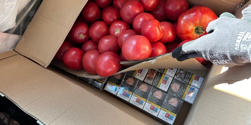 HZA-EF: Zoll entdeckt Schmuggelware unter Tomaten / Fahrer versteckt 7.000 Zigaretten und 20 Liter Alkohol und muss nun rund 1.400 Euro Steuern zahlen - Foto: presseportal.de