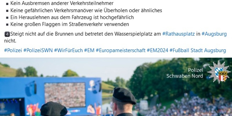 POL Schwaben Nord: Fußball-EM in Augsburg - Foto: presseportal.de