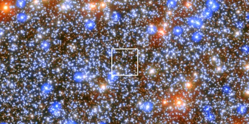 In dem weißen Feld befindet sich das entdeckte mittelschwere Schwarz Loch - Foto: -/ESA/Hubble & NASA, M. Häberle (MPIA)/dpa