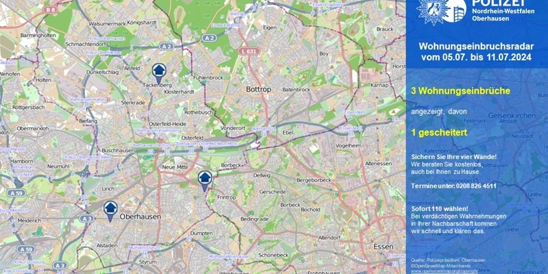 POL-OB: Wohnungseinbruchsradar in Oberhausen - Foto: presseportal.de