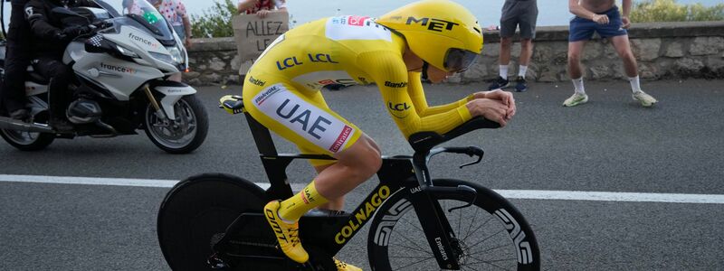 Tour-Sieger Pogacar im Zeitfahren. - Foto: Jerome Delay/AP