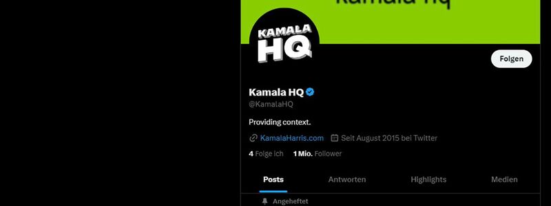 Inspiriert von Charli XCX: Wahlkampf-Account von Kamala Harris auf X mit grünem Logo. - Foto: Kamala Harris/X/dpa