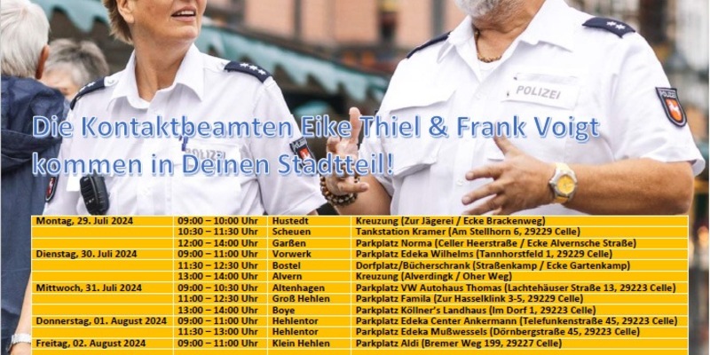 POL-CE: Mit Sicherheit vor Ort - Die Kontaktbeamten Eike Thiel und Frank Voigt kommen in Deinen Stadtteil - Foto: presseportal.de